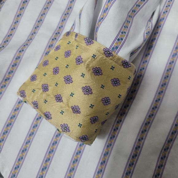 Robert Graham Colorful Men's Dress Shirt Size M Cotton & Silk Long Sleeve - Picture 8 of 11